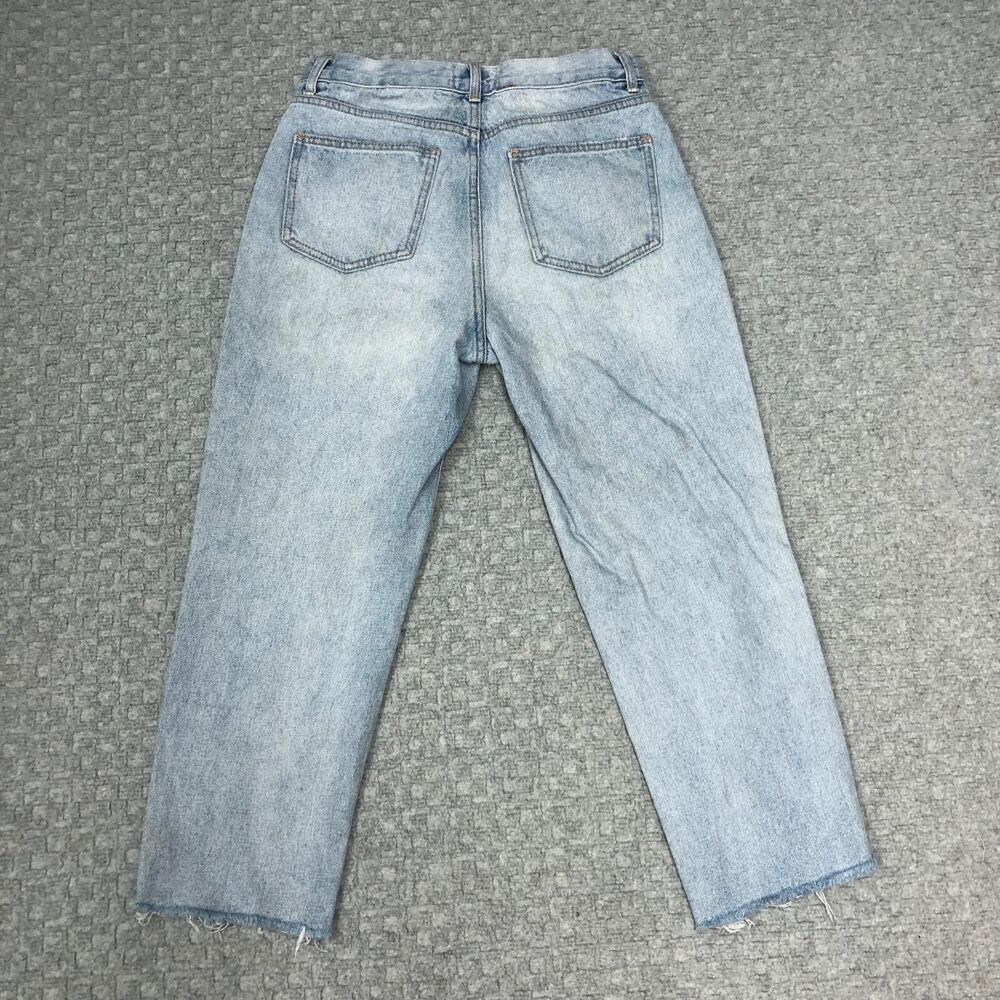 Twelve Jeans Womens 28 Blue High Rise Straight Crop Raw Hem Distressed Denim - Picture 2 of 13